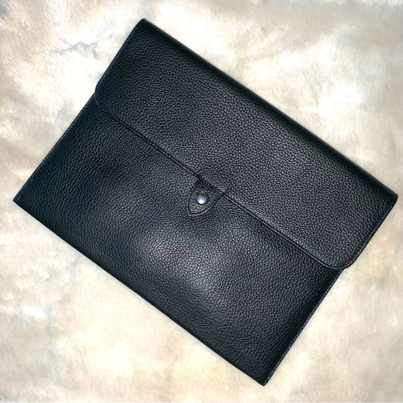 NEW! COACH Tablet Sleeve iPad Mini Black Pebbled Leather Snap Closure NWT! - Picture 1 of 14